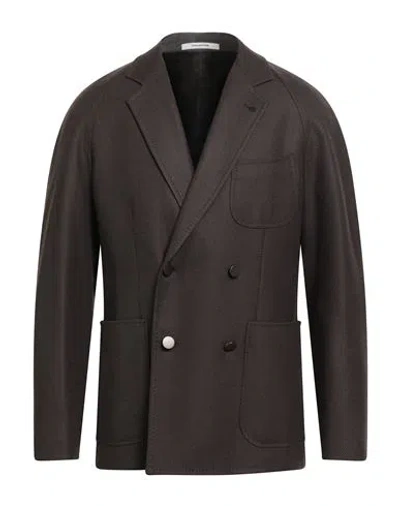 Tagliatore Man Blazer Chocolate Brown Size 38 Virgin Wool, Polyamide, Elastane