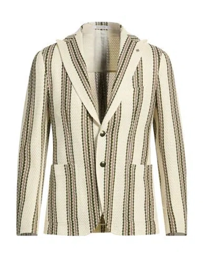Tagliatore Double-breasted Striped Blazer In Neutral