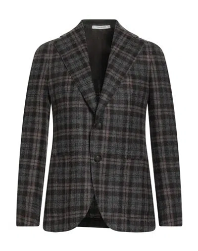 Tagliatore Man Blazer Dark Brown Size 38 Alpaca Wool, Wool, Polyamide In Black