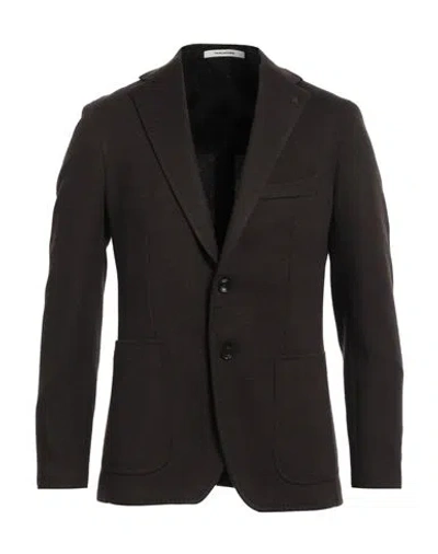 Tagliatore Man Blazer Dark Brown Size 38 Polyester, Virgin Wool, Acrylic In Brown
