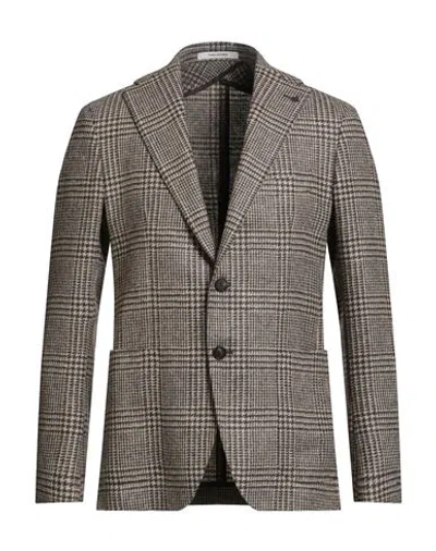 Tagliatore Man Blazer Dark Brown Size 38 Virgin Wool