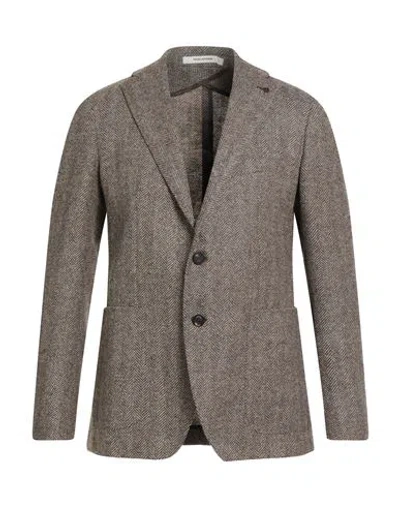 Tagliatore Man Blazer Dark Brown Size 38 Wool In Gold