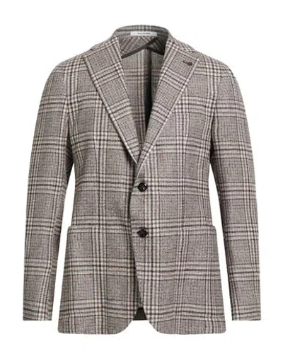 Tagliatore Man Blazer Dark Brown Size 40 Wool, Alpaca Wool, Polyamide In Gray
