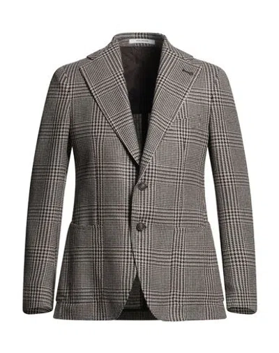 Tagliatore Man Blazer Dark Brown Size 40 Wool, Alpaca Wool, Silk In Black