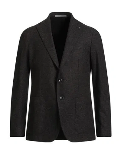 Tagliatore Man Blazer Dark Brown Size 42 Cotton, Virgin Wool, Polyamide, Elastane