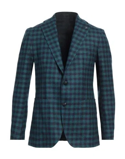 Tagliatore Man Blazer Deep Jade Size 38 Virgin Wool In Green