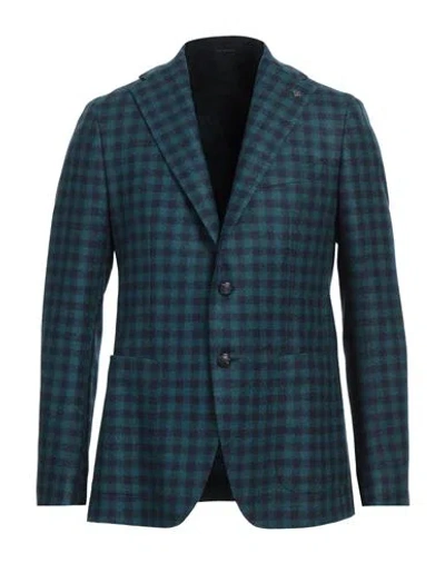 Tagliatore Man Blazer Deep Jade Size 44 Virgin Wool In Green