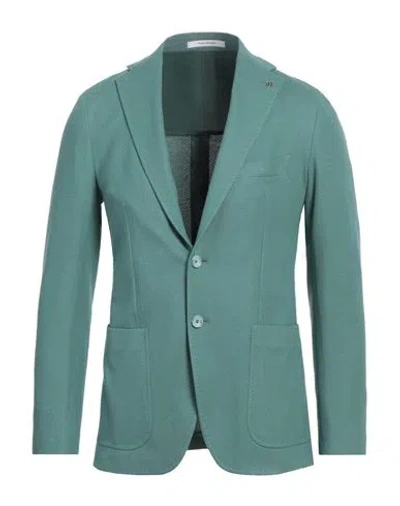 Tagliatore Man Blazer Emerald Green Size 38 Cotton