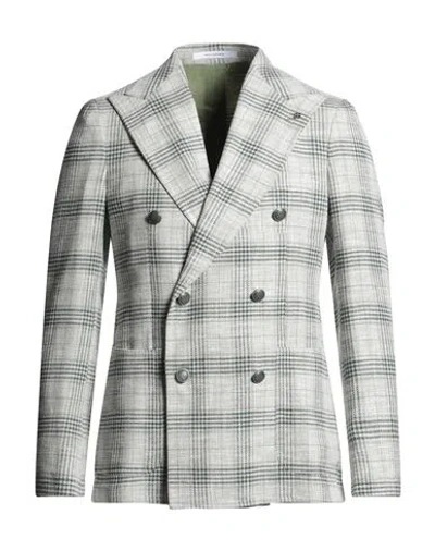 Tagliatore Man Blazer Green Size 40 Virgin Wool, Silk, Cotton, Polyamide, Elastane In Multi