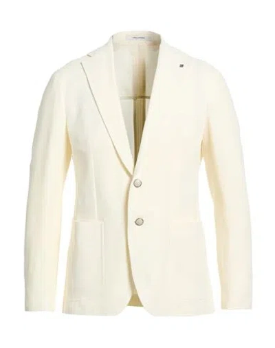 Tagliatore Man Blazer Ivory Size 38 Cotton In Burgundy