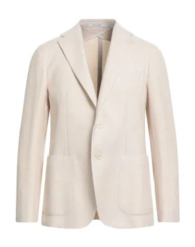 Tagliatore Man Blazer Ivory Size 42 Virgin Wool, Polyamide In Neutral