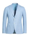 Tagliatore Man Blazer Light Blue Size 38 Linen, Cotton