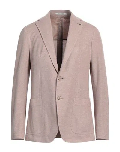 Tagliatore Man Blazer Light Brown Size 40 Cotton In Beige