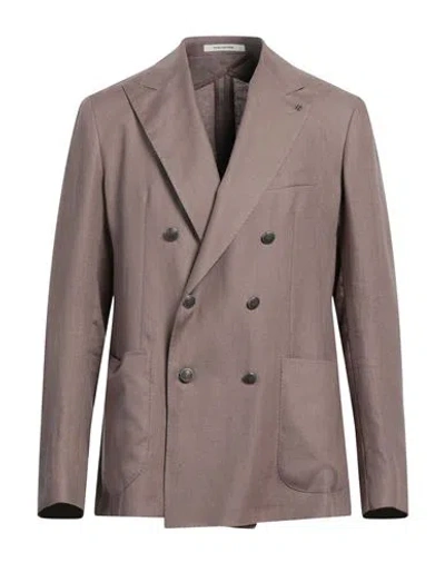 Tagliatore Man Blazer Light Brown Size 44 Linen In Beige