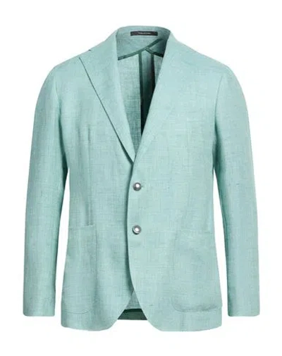 TAGLIATORE TAGLIATORE MAN BLAZER LIGHT GREEN SIZE 40 LINEN, VIRGIN WOOL