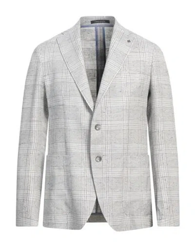 Tagliatore Man Blazer Light Grey Size 36 Cotton, Linen, Silk, Virgin Wool, Viscose