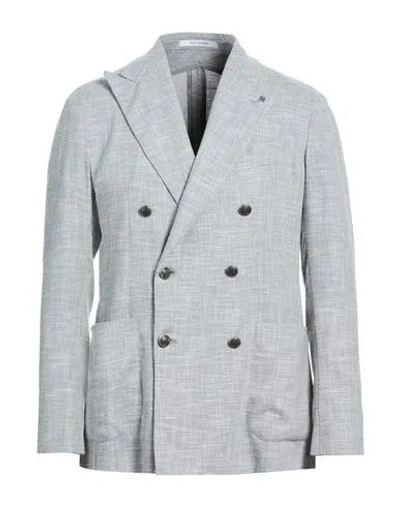 Tagliatore Man Blazer Light Grey Size 40 Virgin Wool, Silk, Cotton, Polyamide, Elastane In Gray