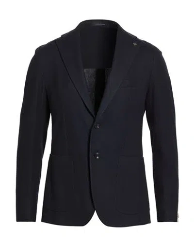 Tagliatore Man Blazer Midnight Blue Size 38 Cotton In Black