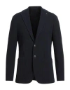 Tagliatore Black Jacket With Classic Revers And Logo Pin In Kashmir Man In Blue
