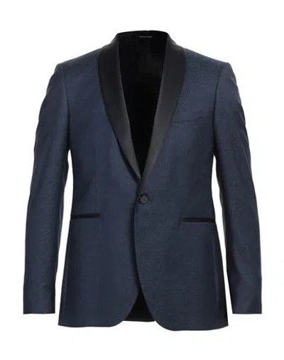 Tagliatore Man Blazer Midnight Blue Size 42 Virgin Wool, Polyester, Elastane