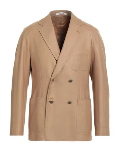 Tagliatore Man Blazer Mustard Size 38 Virgin Wool, Polyamide, Elastane In Brown