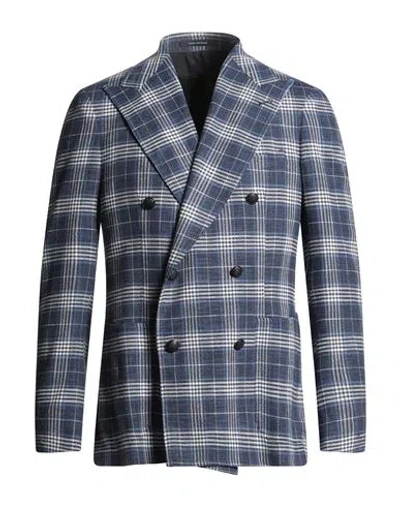 Tagliatore Man Blazer Navy Size 42 Virgin Wool, Silk, Cotton, Polyamide, Elastane In Blue