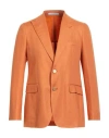 Tagliatore Man Blazer Orange Size 42 Linen