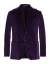 Tagliatore Man Blazer Purple Size 44 Cotton, Elastane