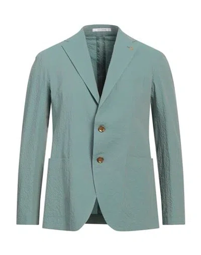 Tagliatore Man Blazer Sage Green Size 40 Cotton, Elastane