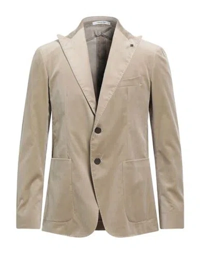 Tagliatore Man Blazer Sand Size 40 Cotton, Elastane In Neutral