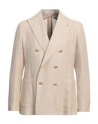 Tagliatore Man Blazer Sand Size 44 Linen, Viscose, Cotton In Beige