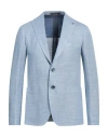 Tagliatore Man Blazer Sky Blue Size 34 Linen, Cotton