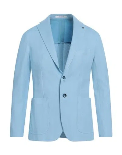 Tagliatore Man Blazer Sky Blue Size 36 Cotton