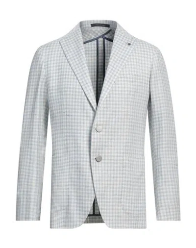 Tagliatore Man Blazer Sky Blue Size 40 Linen, Cotton