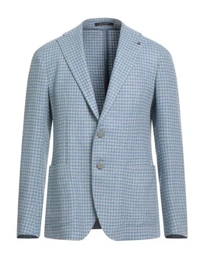 TAGLIATORE TAGLIATORE MAN BLAZER SKY BLUE SIZE 40 VIRGIN WOOL, POLYAMIDE