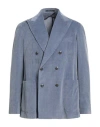 Tagliatore Man Blazer Slate Blue Size 42 Cotton, Cashmere In Gold