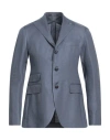 Tagliatore Man Suit Jacket Slate Blue Size 44 Linen In Blue