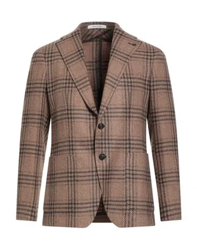 Tagliatore Man Blazer Tan Size 38 Virgin Wool, Polyamide In Brown