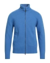 Tagliatore Man Cardigan Azure Size 38 Wool, Polyamide In Blue
