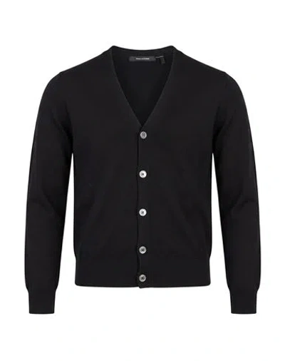 Tagliatore Man Cardigan Black Size 36 Virgin Wool In Multi