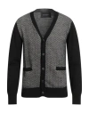Tagliatore Man Cardigan Black Size 38 Wool, Cotton In Gray