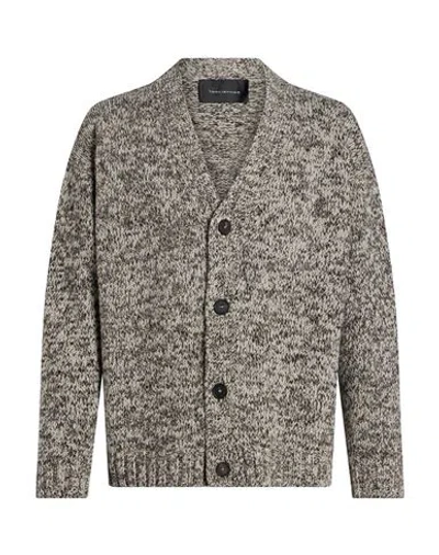 Tagliatore Man Cardigan Black Size 38 Wool, Polyamide In Brown