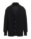 Tagliatore Shawl-collar Ribbed Cardigan In Black