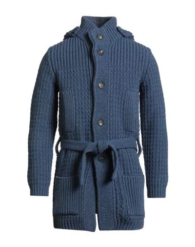 Tagliatore Man Cardigan Blue Size 40 Wool, Polyamide