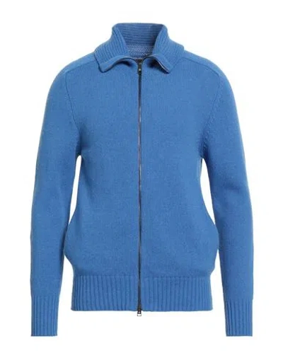 Tagliatore Man Cardigan Bright Blue Size 38 Wool, Polyamide