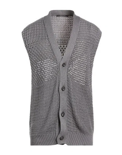 Tagliatore Man Cardigan Grey Size 38 Cotton In Gray