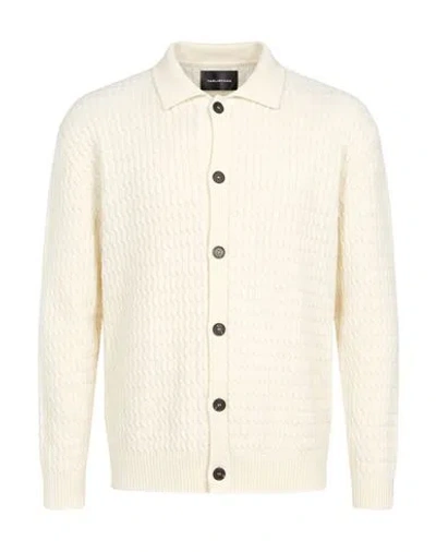 Tagliatore Man Cardigan Ivory Size 38 Virgin Wool In Neutral