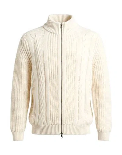 Tagliatore Man Cardigan Ivory Size 42 Virgin Wool, Polyamide In White