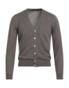 Tagliatore Man Cardigan Khaki Size 36 Virgin Wool In Gray
