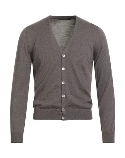 Tagliatore Man Cardigan Khaki Size 36 Virgin Wool In Gray